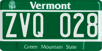 VT license plate ZVQ028