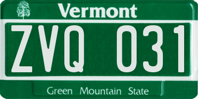 VT license plate ZVQ031