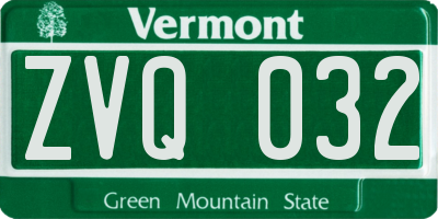 VT license plate ZVQ032