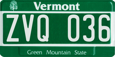 VT license plate ZVQ036