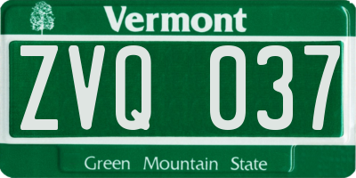 VT license plate ZVQ037