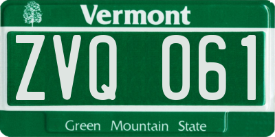 VT license plate ZVQ061