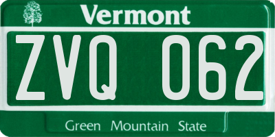 VT license plate ZVQ062