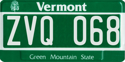 VT license plate ZVQ068