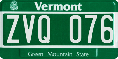 VT license plate ZVQ076