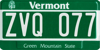 VT license plate ZVQ077