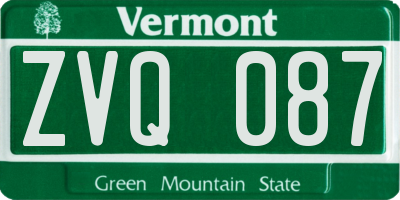 VT license plate ZVQ087