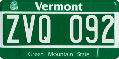 VT license plate ZVQ092