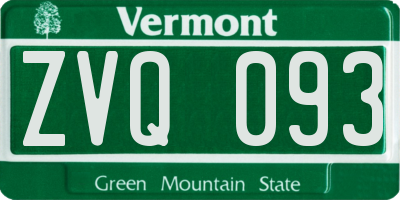 VT license plate ZVQ093