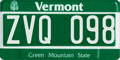 VT license plate ZVQ098