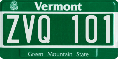 VT license plate ZVQ101