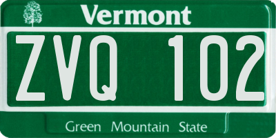 VT license plate ZVQ102