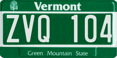 VT license plate ZVQ104
