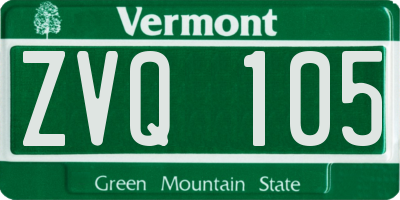 VT license plate ZVQ105