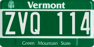 VT license plate ZVQ114