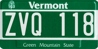 VT license plate ZVQ118
