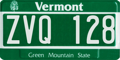 VT license plate ZVQ128