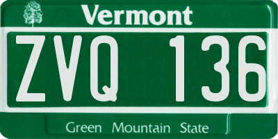 VT license plate ZVQ136