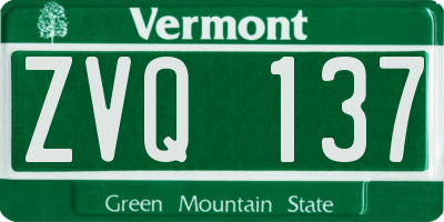 VT license plate ZVQ137