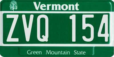 VT license plate ZVQ154