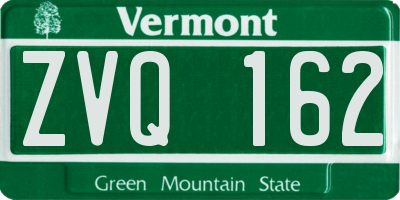 VT license plate ZVQ162