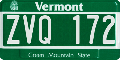 VT license plate ZVQ172