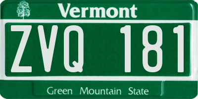 VT license plate ZVQ181