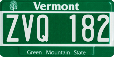 VT license plate ZVQ182