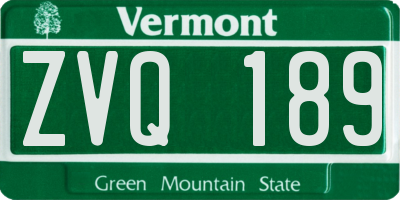 VT license plate ZVQ189