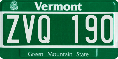 VT license plate ZVQ190