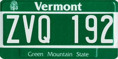 VT license plate ZVQ192