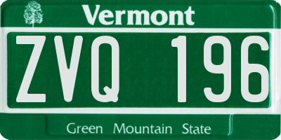 VT license plate ZVQ196