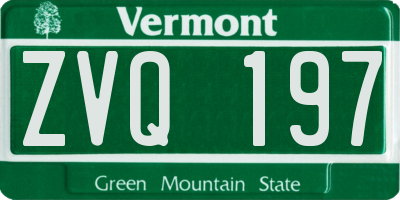 VT license plate ZVQ197