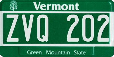 VT license plate ZVQ202