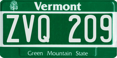 VT license plate ZVQ209