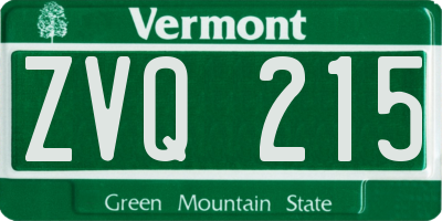 VT license plate ZVQ215