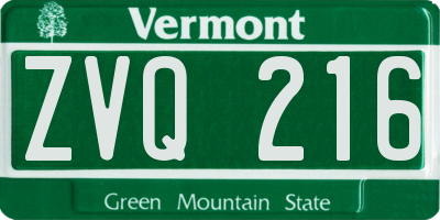 VT license plate ZVQ216