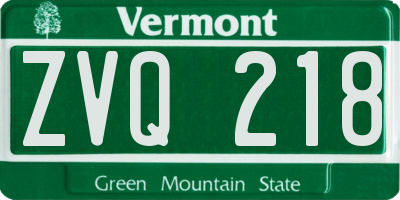 VT license plate ZVQ218