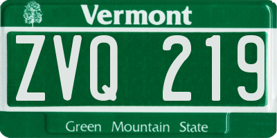 VT license plate ZVQ219