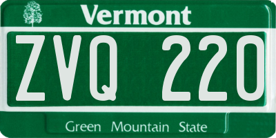 VT license plate ZVQ220