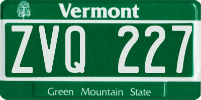 VT license plate ZVQ227