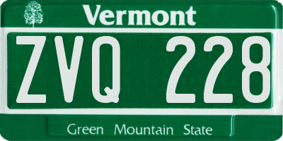 VT license plate ZVQ228