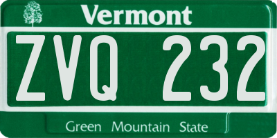 VT license plate ZVQ232