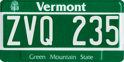 VT license plate ZVQ235