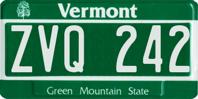 VT license plate ZVQ242
