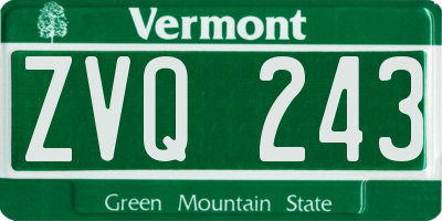 VT license plate ZVQ243