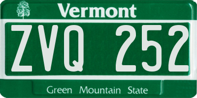 VT license plate ZVQ252