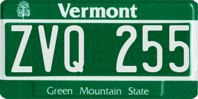 VT license plate ZVQ255