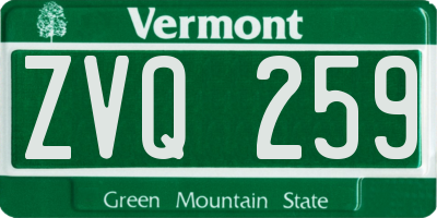 VT license plate ZVQ259