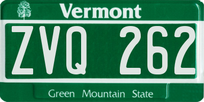 VT license plate ZVQ262
